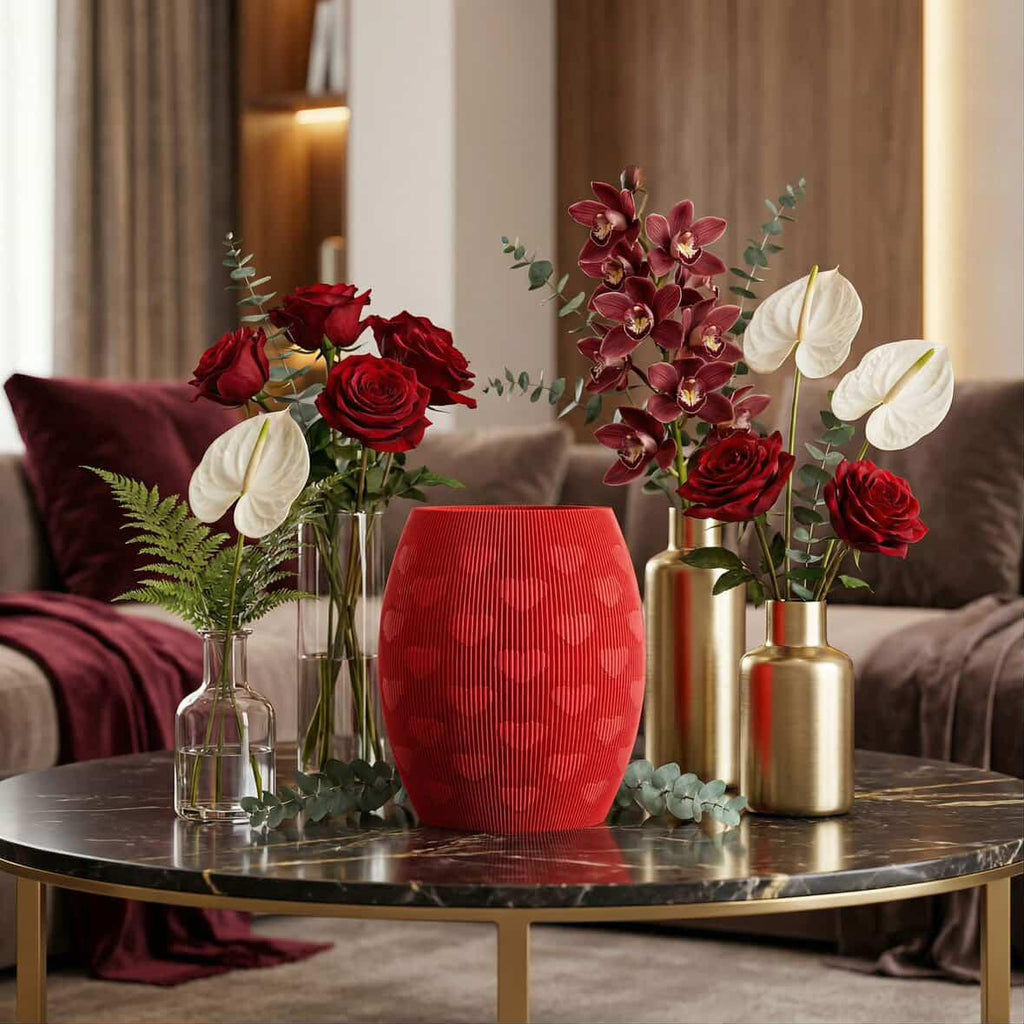 00043 - Red Vase with hearts