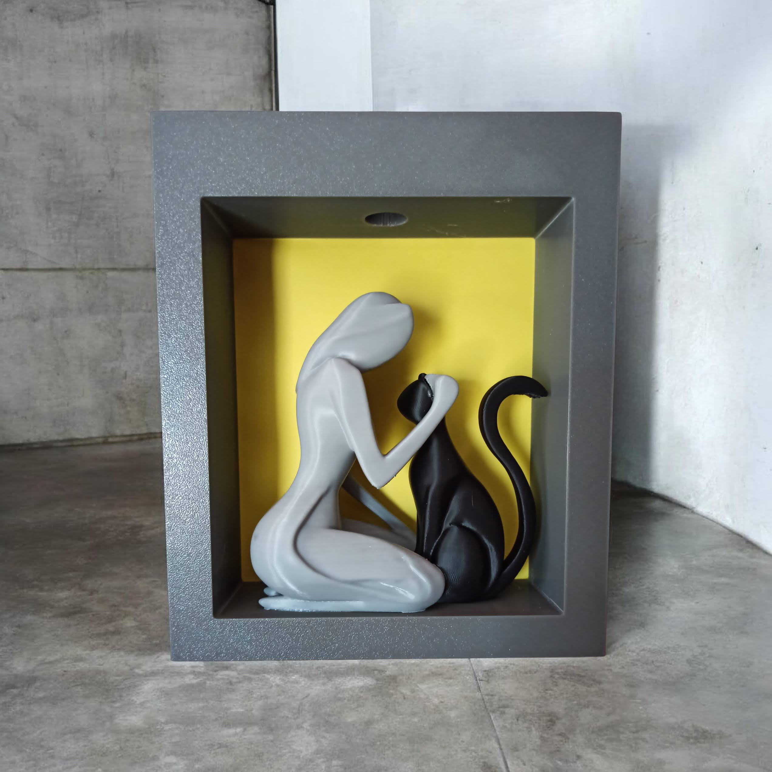 00098 - Cat and Lady Shadow Box