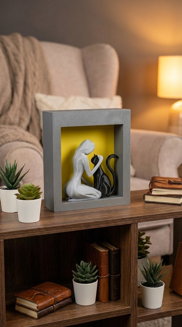 00098 - Cat and Lady Shadow Box