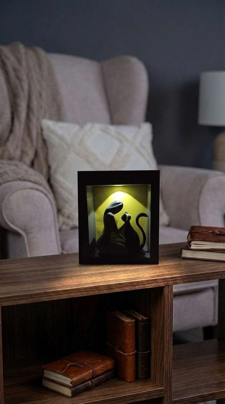 00098 - Cat and Lady Shadow Box