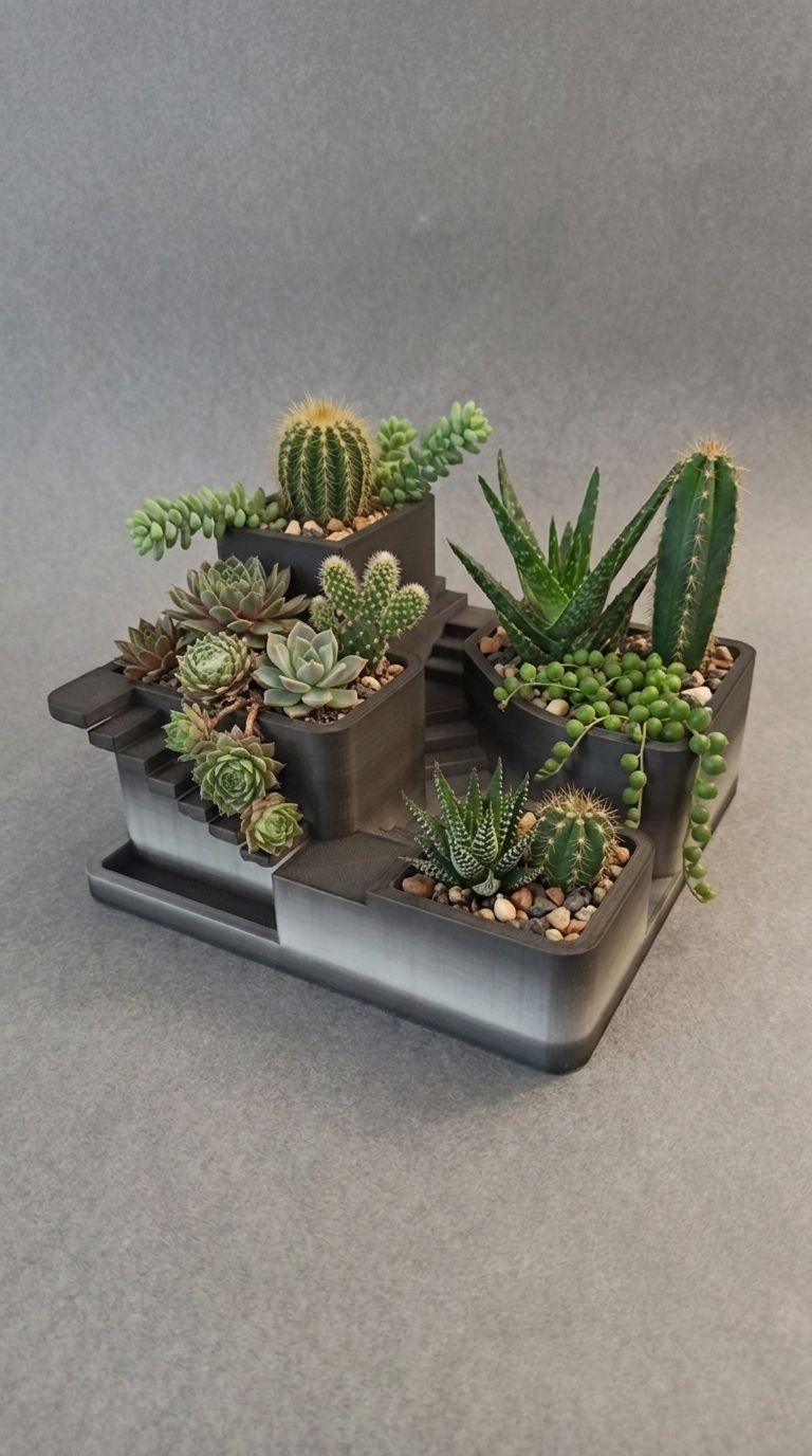 00133 - Stairs seculente & cactus planter